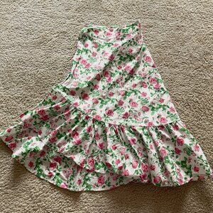 Hill House Mirabel Skirt - Pink Roses Poplin Size XL